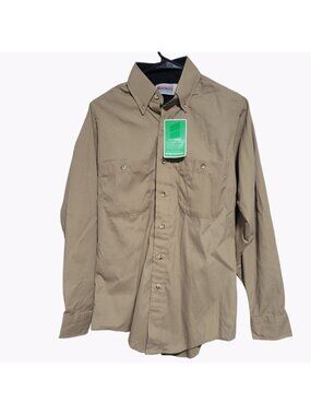 Work America Uniform Shirt Mens Size Small Beige Button Up Long Sleeve New
